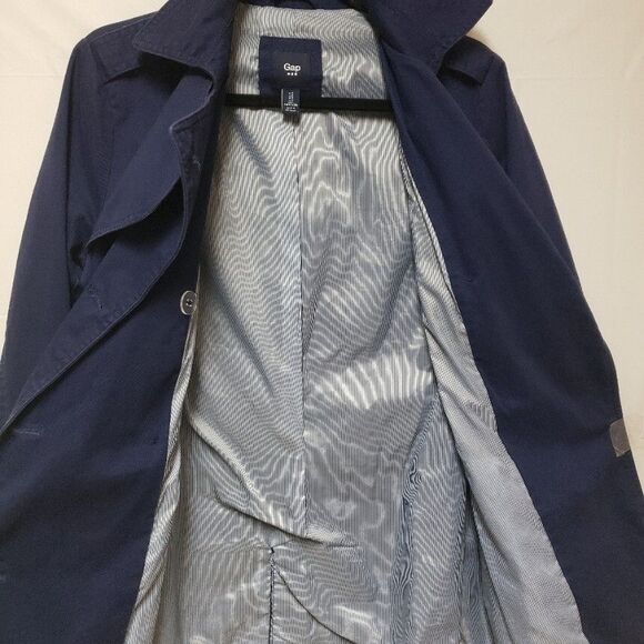 GAP Women's Navy Blue Trench Coat Fully Lined Double Breasted S Pre Owned Good - Picture 9 of 15
